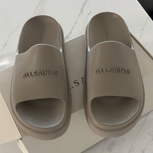 ALLSAINTS Taupe Slide Sandals
